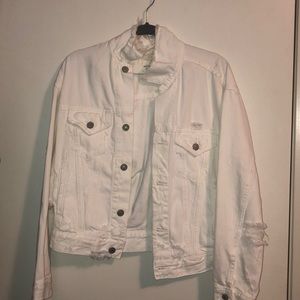 Distressed White Jean jacket